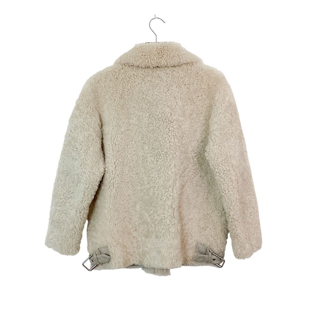 Ducie London Shearling Aviator Jacket Ivory Wool Leather Size 38 M - Picture 5 of 13